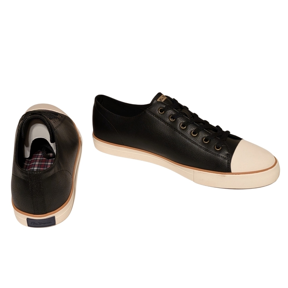 Ben Sherman Black Low-Top Sneakers with Cream Toe Cap - Picture 7 of 10
